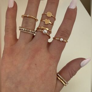 Elegant Gold and Pearl Ring Set